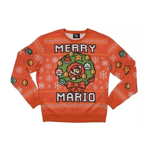 Nintendo Super Mario Christmas Unisex Knit Sweater sz L - Picture 2 of 6
